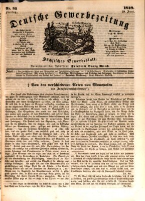 Deutsche Gewerbezeitung und Sächsisches Gewerbe-Blatt Freitag 29. Juni 1849