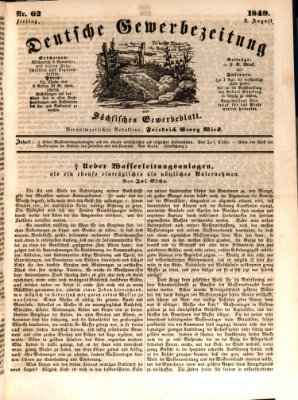 Deutsche Gewerbezeitung und Sächsisches Gewerbe-Blatt Freitag 3. August 1849