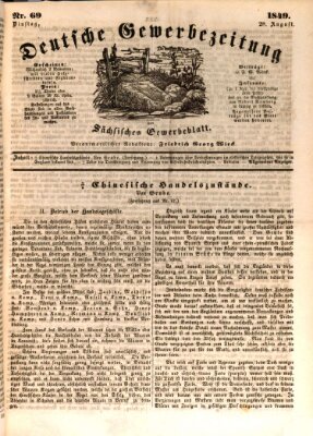 Deutsche Gewerbezeitung und Sächsisches Gewerbe-Blatt Dienstag 28. August 1849