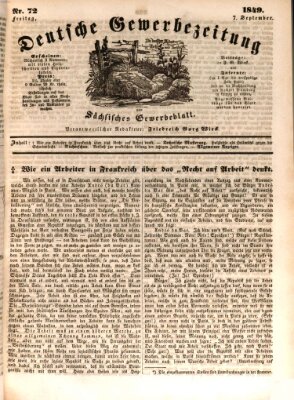 Deutsche Gewerbezeitung und Sächsisches Gewerbe-Blatt Freitag 7. September 1849