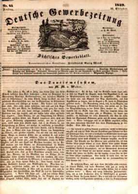 Deutsche Gewerbezeitung und Sächsisches Gewerbe-Blatt Dienstag 16. Oktober 1849