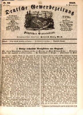 Deutsche Gewerbezeitung und Sächsisches Gewerbe-Blatt Freitag 9. November 1849