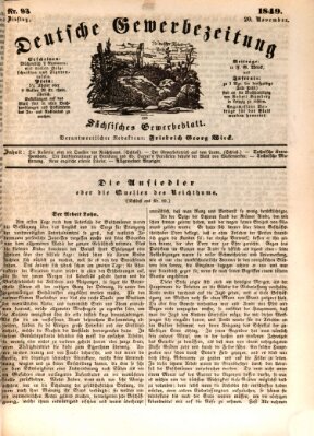 Deutsche Gewerbezeitung und Sächsisches Gewerbe-Blatt Dienstag 20. November 1849