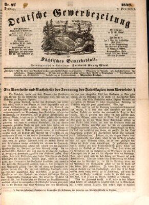 Deutsche Gewerbezeitung und Sächsisches Gewerbe-Blatt Dienstag 4. Dezember 1849