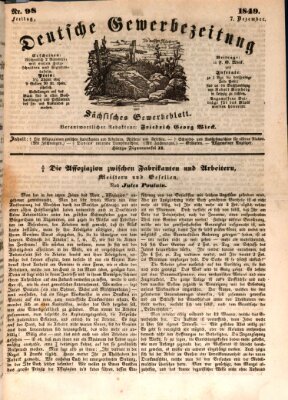 Deutsche Gewerbezeitung und Sächsisches Gewerbe-Blatt Freitag 7. Dezember 1849