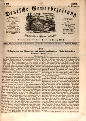 Deutsche Gewerbezeitung und Sächsisches Gewerbe-Blatt Dienstag 11. Dezember 1849