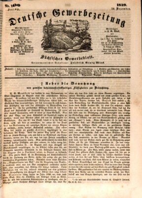 Deutsche Gewerbezeitung und Sächsisches Gewerbe-Blatt Freitag 14. Dezember 1849