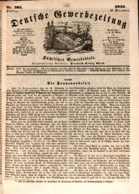 Deutsche Gewerbezeitung und Sächsisches Gewerbe-Blatt Dienstag 25. Dezember 1849