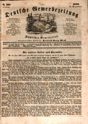 Deutsche Gewerbezeitung und Sächsisches Gewerbe-Blatt Freitag 28. Dezember 1849