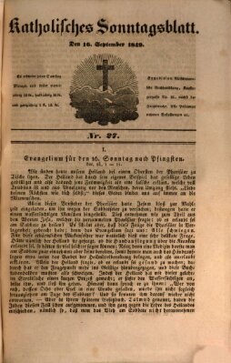 Katholisches Sonntagsblatt Sonntag 16. September 1849