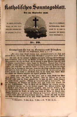 Katholisches Sonntagsblatt Sonntag 30. September 1849