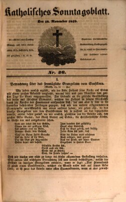 Katholisches Sonntagsblatt Sonntag 18. November 1849