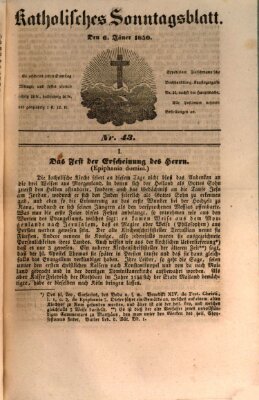 Katholisches Sonntagsblatt Sonntag 6. Januar 1850