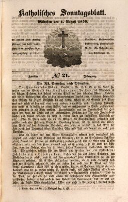 Katholisches Sonntagsblatt Sonntag 4. August 1850