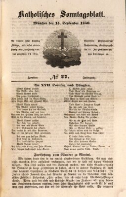 Katholisches Sonntagsblatt Sonntag 15. September 1850