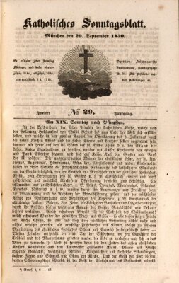 Katholisches Sonntagsblatt Sonntag 29. September 1850