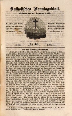 Katholisches Sonntagsblatt Sonntag 15. Dezember 1850