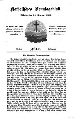 Katholisches Sonntagsblatt Sonntag 22. Februar 1852