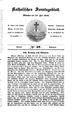 Katholisches Sonntagsblatt Sonntag 18. Juli 1852