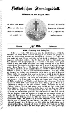 Katholisches Sonntagsblatt Sonntag 29. August 1852