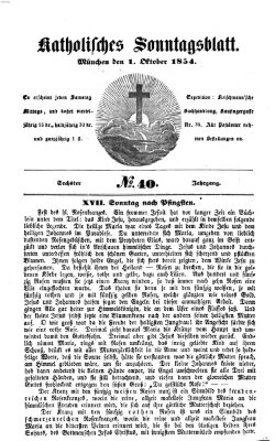 Katholisches Sonntagsblatt Sonntag 1. Oktober 1854