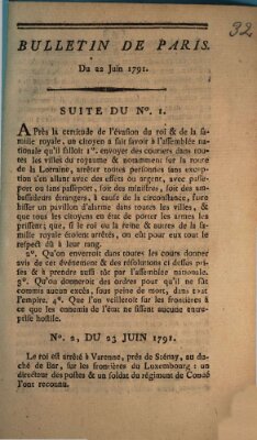 Bulletin de Paris Mittwoch 22. Juni 1791