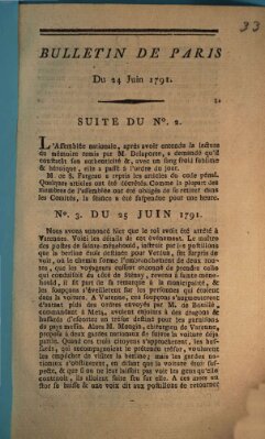 Bulletin de Paris Freitag 24. Juni 1791