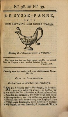 De sysse-panne ofte den estaminé der ouderlingen Sonntag 28. Februar 1796