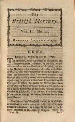 The British mercury or annals of history, politics, manners, literature, arts etc. of the British Empire Montag 10. September 1787