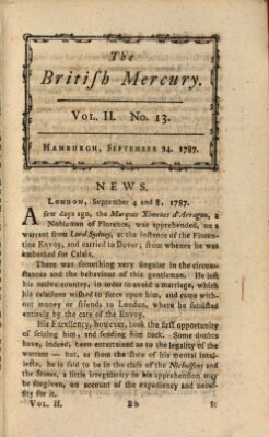 The British mercury or annals of history, politics, manners, literature, arts etc. of the British Empire Montag 24. September 1787