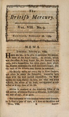 The British mercury or annals of history, politics, manners, literature, arts etc. of the British Empire Samstag 28. Februar 1789