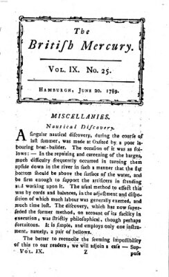 The British mercury or annals of history, politics, manners, literature, arts etc. of the British Empire Samstag 20. Juni 1789