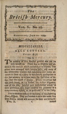 The British mercury or annals of history, politics, manners, literature, arts etc. of the British Empire Samstag 11. Juli 1789