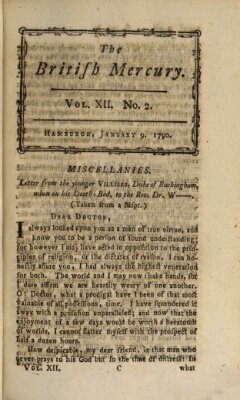 The British mercury or annals of history, politics, manners, literature, arts etc. of the British Empire Samstag 9. Januar 1790