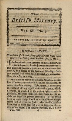 The British mercury or annals of history, politics, manners, literature, arts etc. of the British Empire Samstag 23. Januar 1790