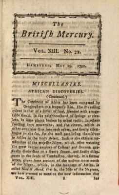 The British mercury or annals of history, politics, manners, literature, arts etc. of the British Empire Samstag 29. Mai 1790