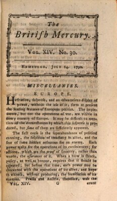 The British mercury or annals of history, politics, manners, literature, arts etc. of the British Empire Samstag 24. Juli 1790