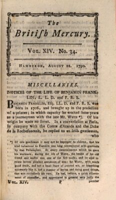 The British mercury or annals of history, politics, manners, literature, arts etc. of the British Empire Samstag 21. August 1790