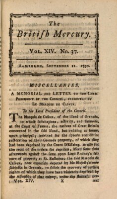 The British mercury or annals of history, politics, manners, literature, arts etc. of the British Empire Samstag 11. September 1790