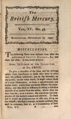 The British mercury or annals of history, politics, manners, literature, arts etc. of the British Empire Samstag 27. November 1790