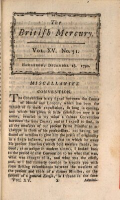 The British mercury or annals of history, politics, manners, literature, arts etc. of the British Empire Samstag 18. Dezember 1790