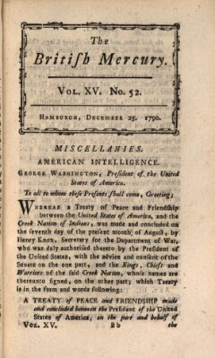 The British mercury or annals of history, politics, manners, literature, arts etc. of the British Empire Samstag 25. Dezember 1790