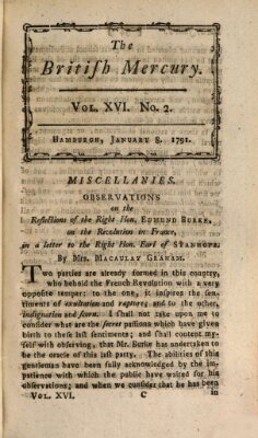 The British mercury or annals of history, politics, manners, literature, arts etc. of the British Empire Samstag 8. Januar 1791