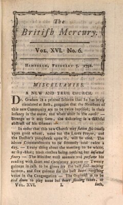 The British mercury or annals of history, politics, manners, literature, arts etc. of the British Empire Samstag 5. Februar 1791