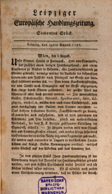 Leipziger europäische Handlungszeitung Montag 14. August 1786