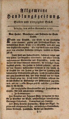 Allgemeine Handlungszeitung Montag 26. November 1787