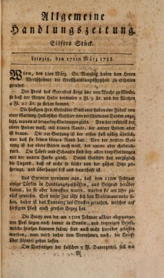 Allgemeine Handlungszeitung Montag 17. März 1788