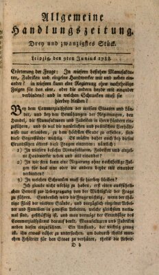 Allgemeine Handlungszeitung Montag 9. Juni 1788