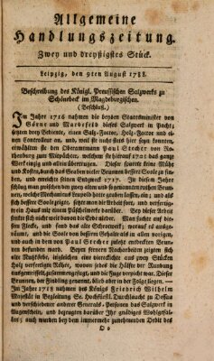 Allgemeine Handlungszeitung Samstag 9. August 1788