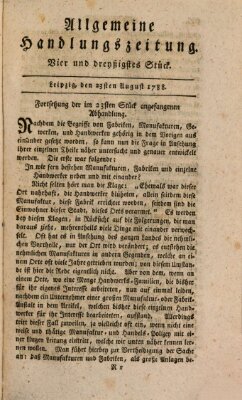 Allgemeine Handlungszeitung Samstag 23. August 1788